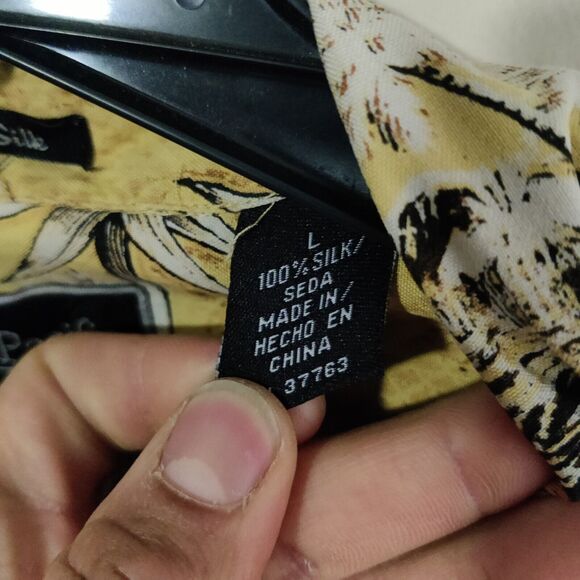 Vintage Ocean Pacific Shirt Mens Large Yellow Hawaiian All Over Print Button Up - Picture 3 of 8